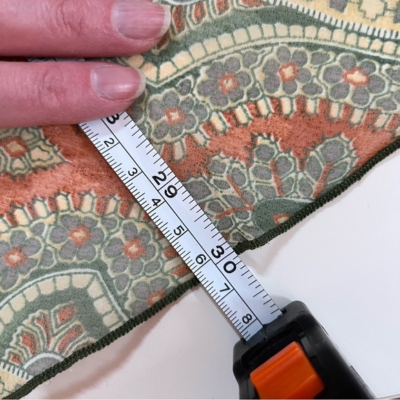 Vintage 1960 70 MCM Mod Avocado green Paisley semi sheer Bow Neck scarf Cravat - Picture 11 of 16